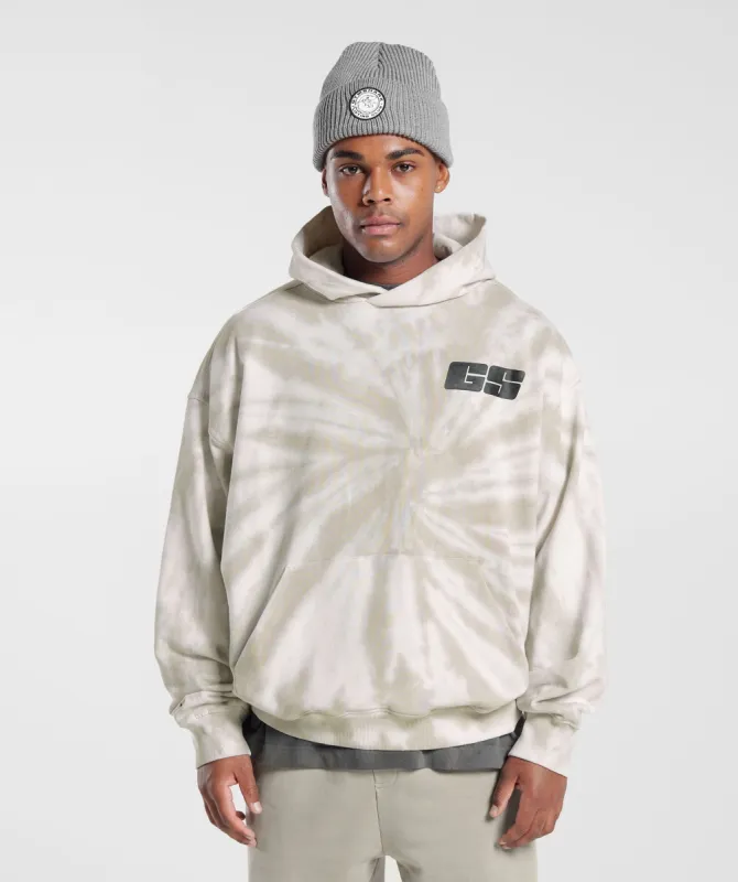 Gymshark Rest Day Hoodie - White/Mushroom Brown/Spiral Optic Wash sold by Gymshark