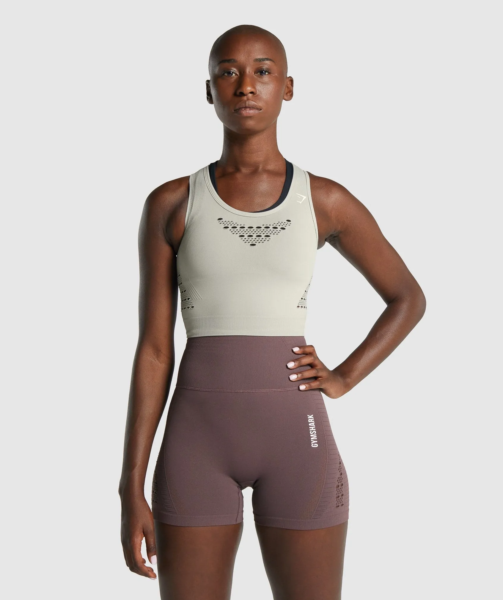 Gymshark Energy Seamless Crop Top - Light Grey sold by Gymshark