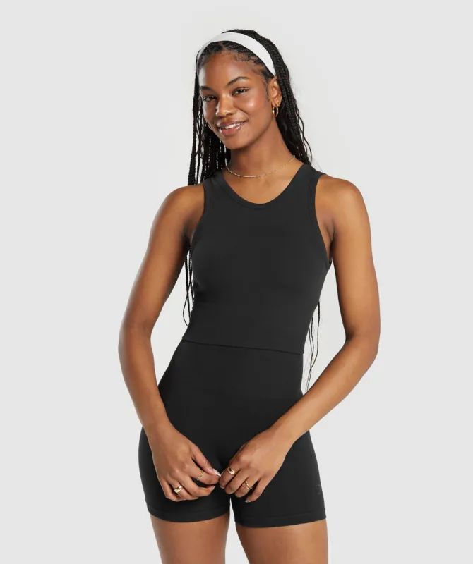 Gymshark Ribbed Cotton Seamless Body Fit Tank - Black sold by Gymshark