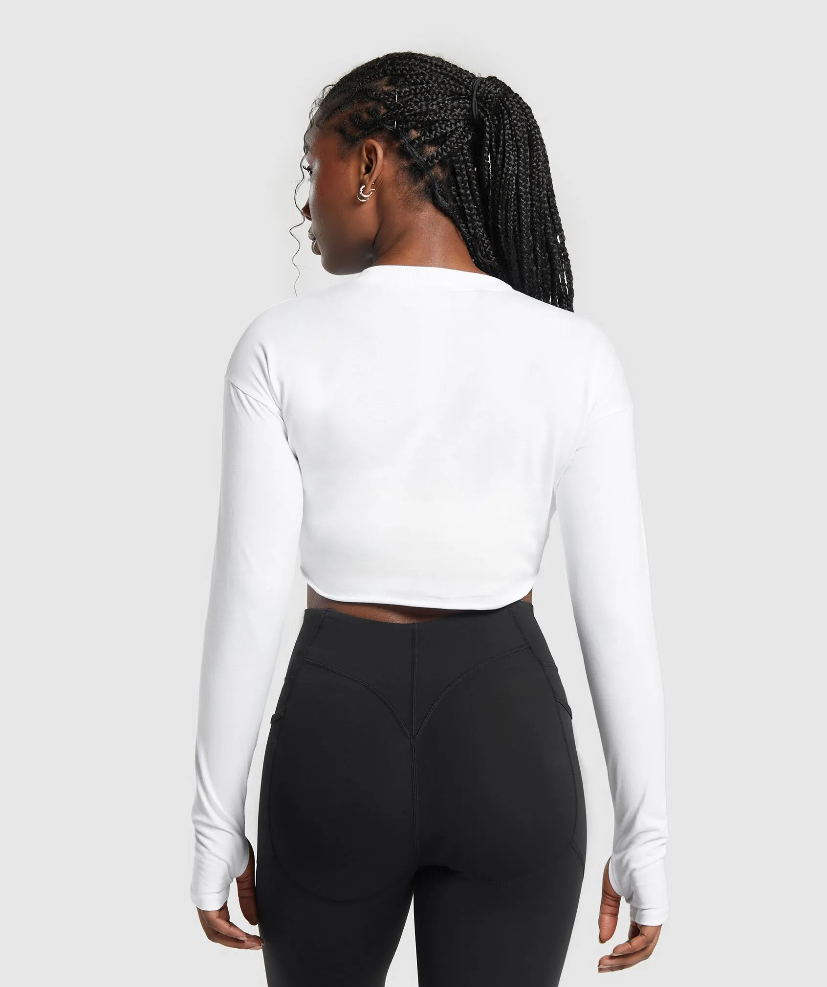 Gymshark Lifting Long Sleeve Crop Top - White sold by Gymshark product image thumbnail 2