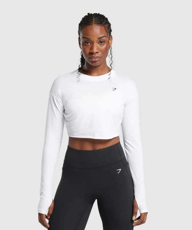 Gymshark Lifting Long Sleeve Crop Top - White sold by Gymshark
