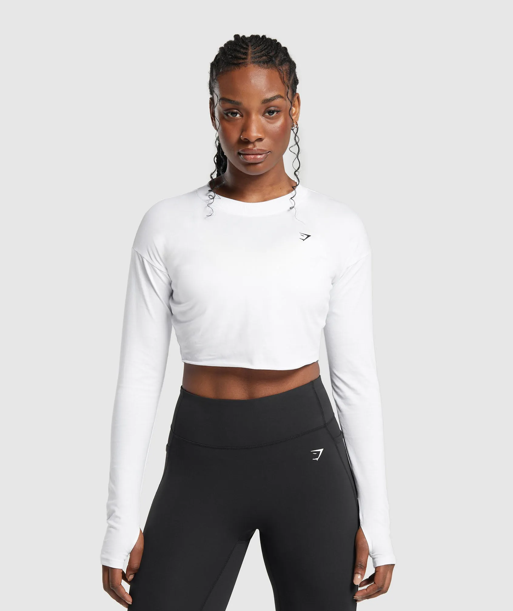 Gymshark Lifting Long Sleeve Crop Top - White sold by Gymshark