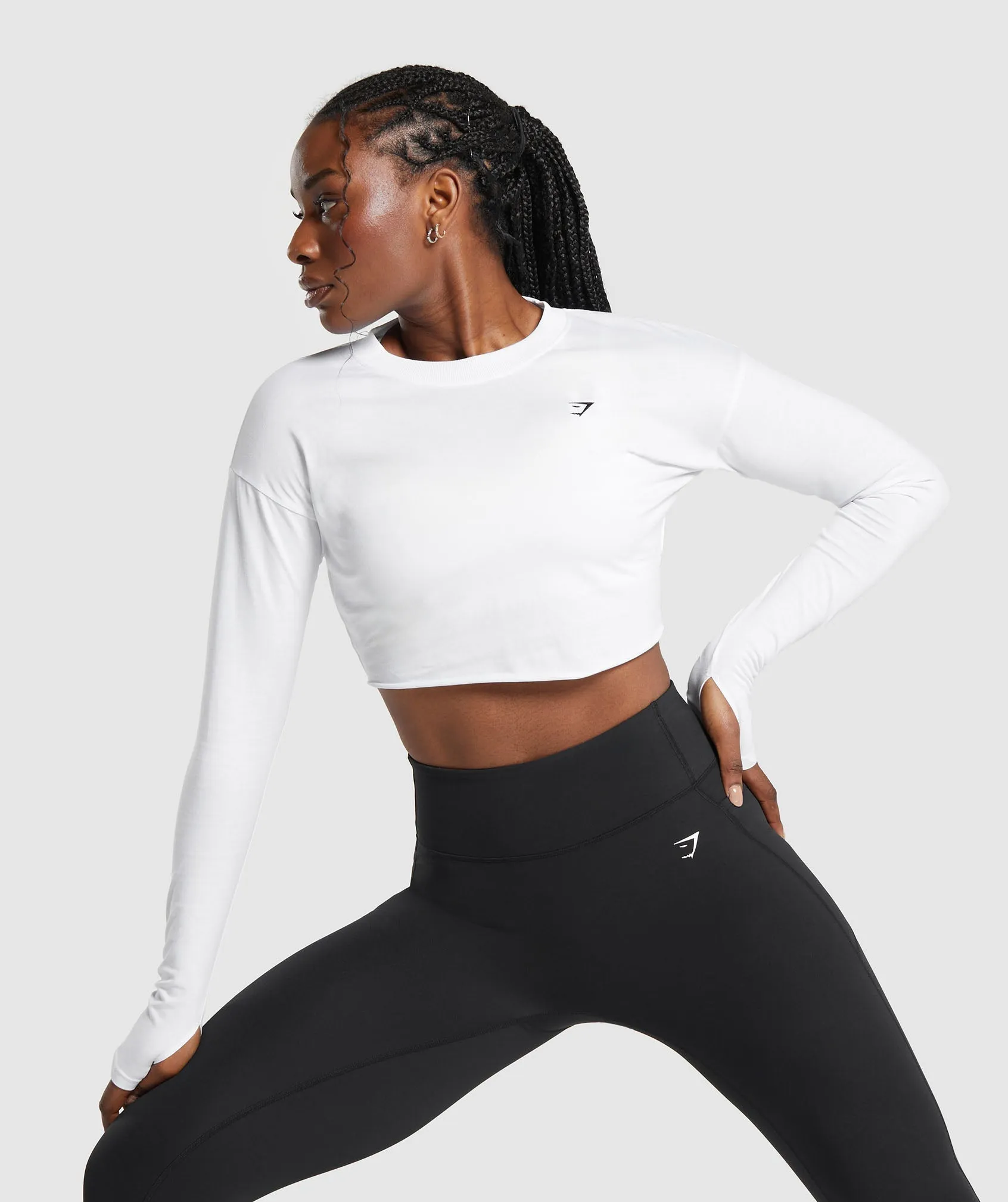 Gymshark Lifting Long Sleeve Crop Top - White sold by Gymshark product image thumbnail 4
