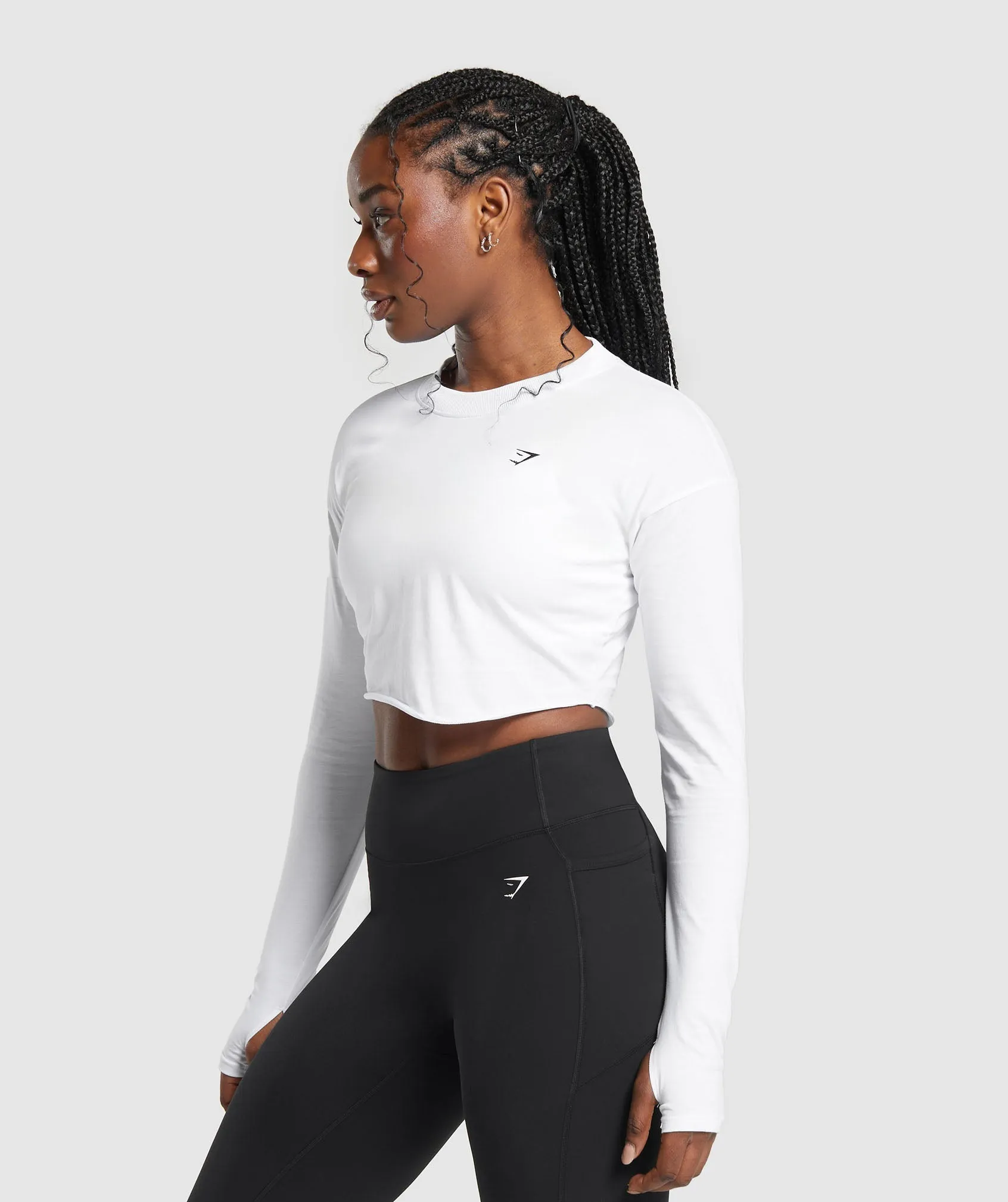 Gymshark Lifting Long Sleeve Crop Top - White sold by Gymshark product image thumbnail 3