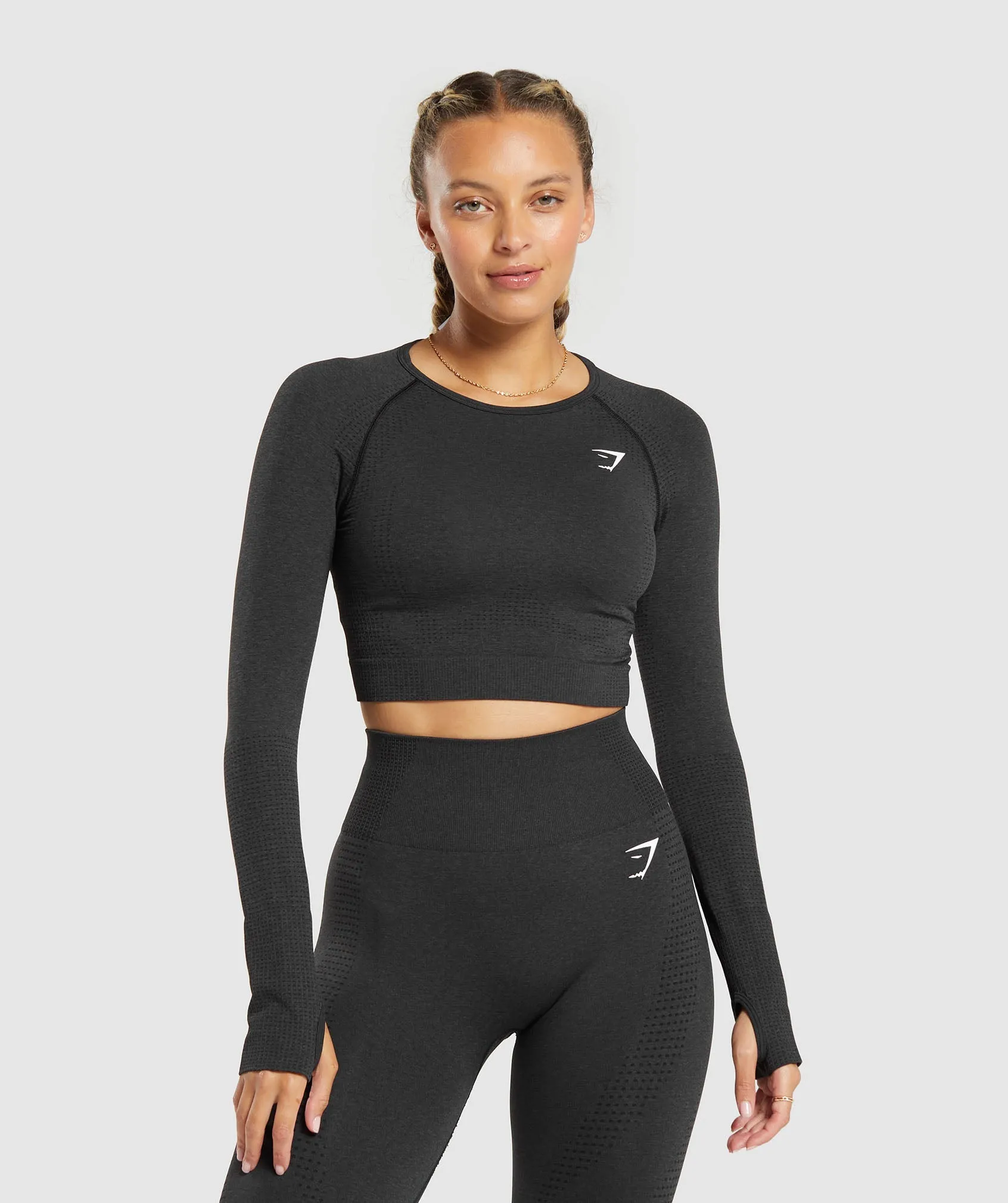 Gymshark Vital Crop Top - Black Marl sold by Gymshark