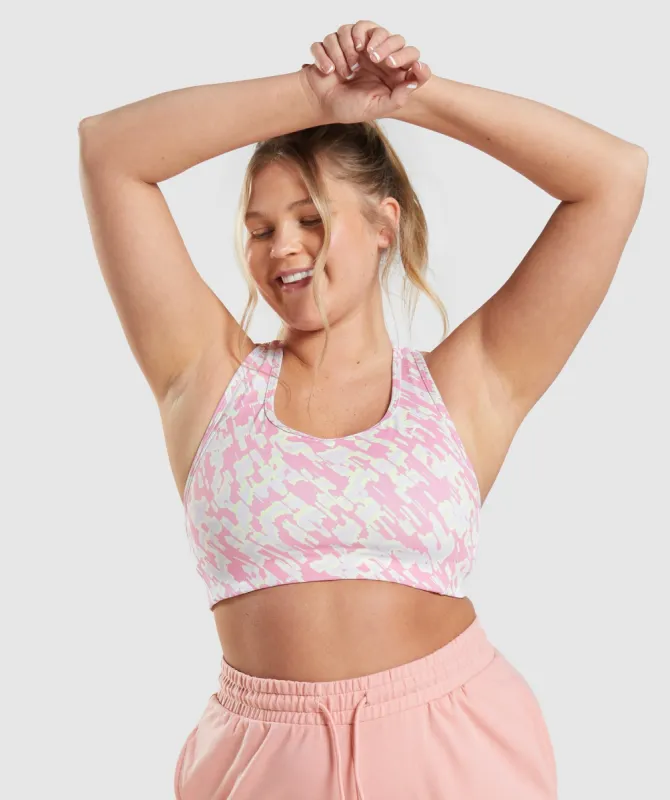 Gymshark Essential Racer Back Sports Bra - Pink Print sold by Gymshark