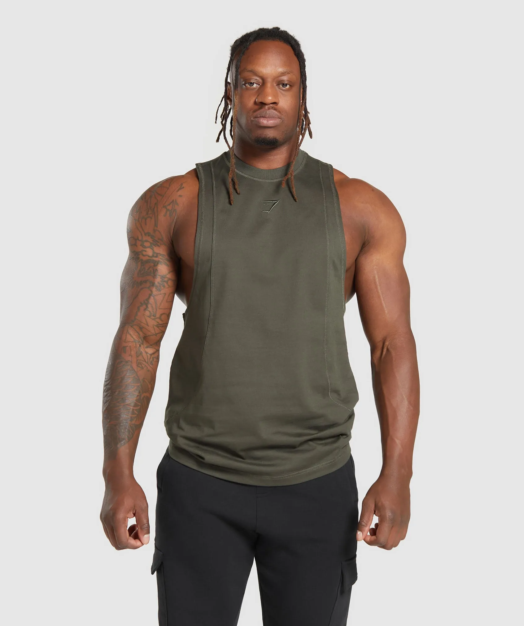 Gymshark Premium Lifting Drop Arm Tank - Strength Green sold by Gymshark