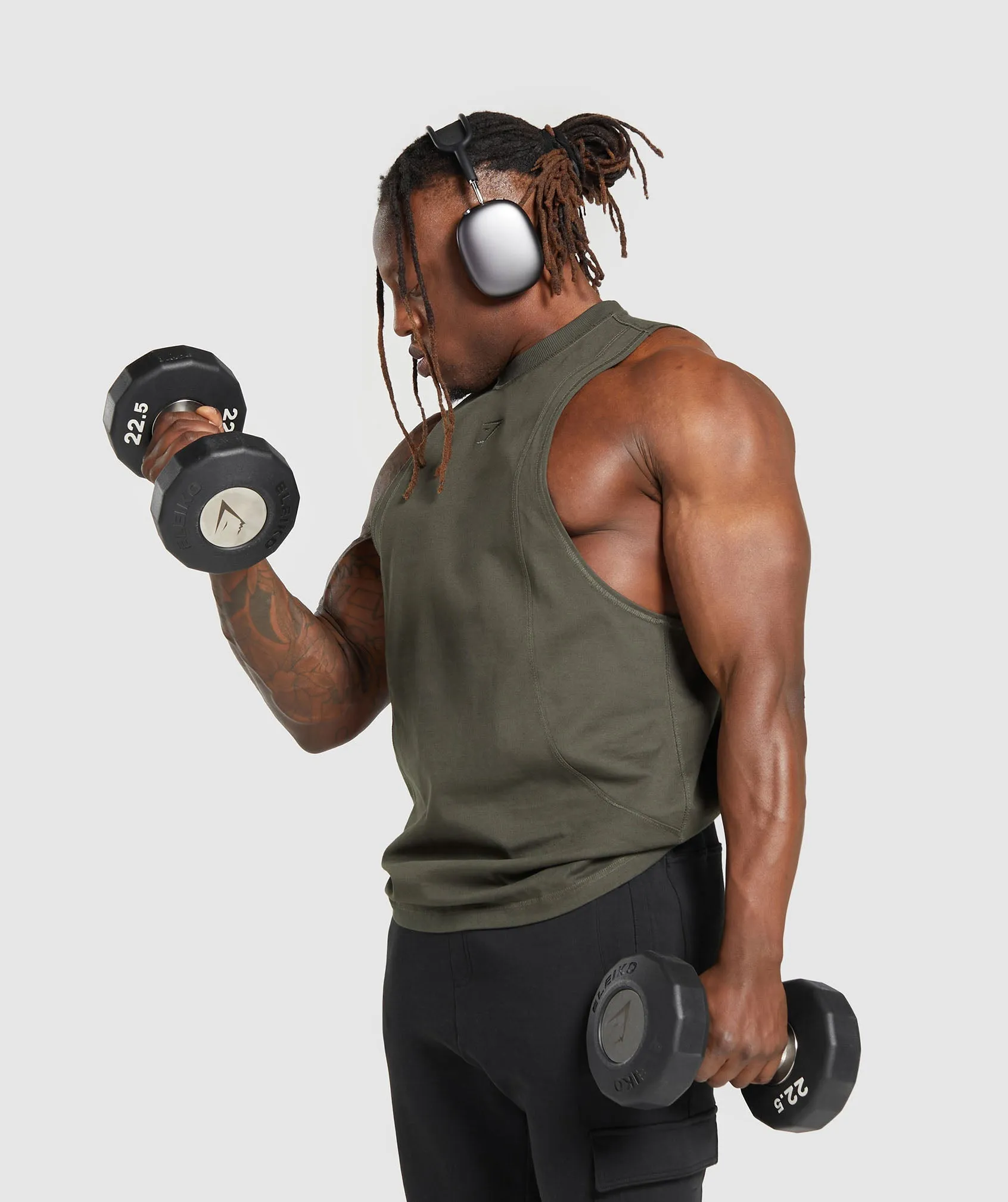 Gymshark Premium Lifting Drop Arm Tank - Strength Green sold by Gymshark product image thumbnail 3