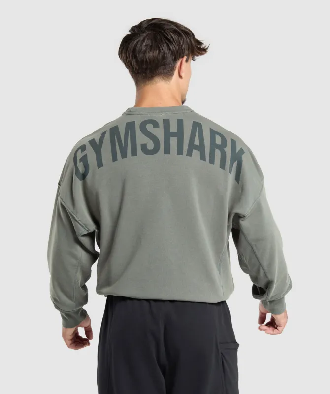 Gymshark Power Washed Crew - Slate Teal sold by Gymshark