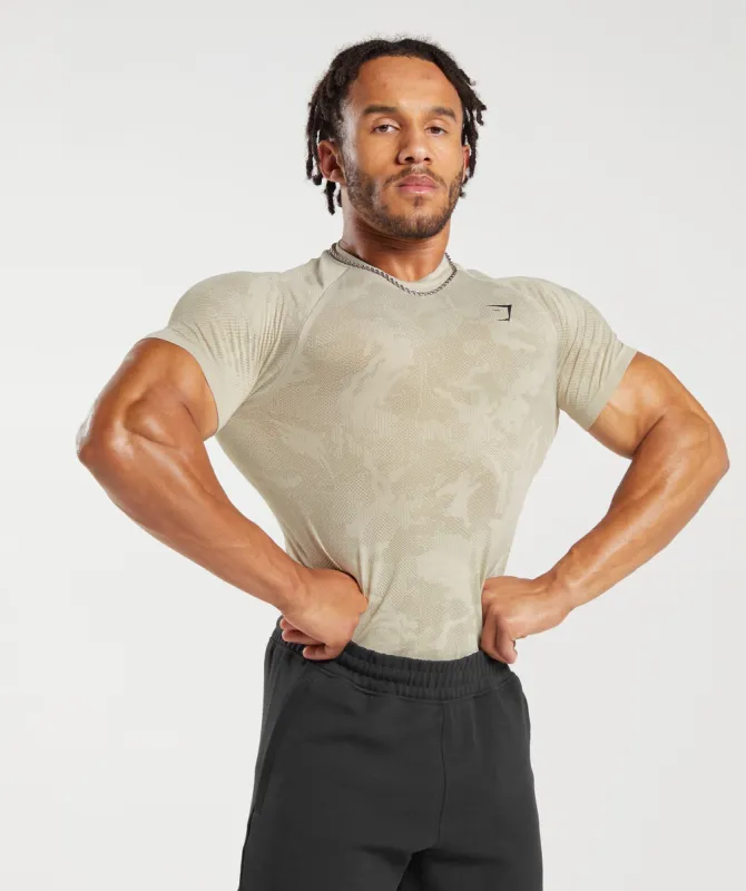 Gymshark Geo Seamless T-Shirt - Pebble Grey/Cement Brown sold by Gymshark