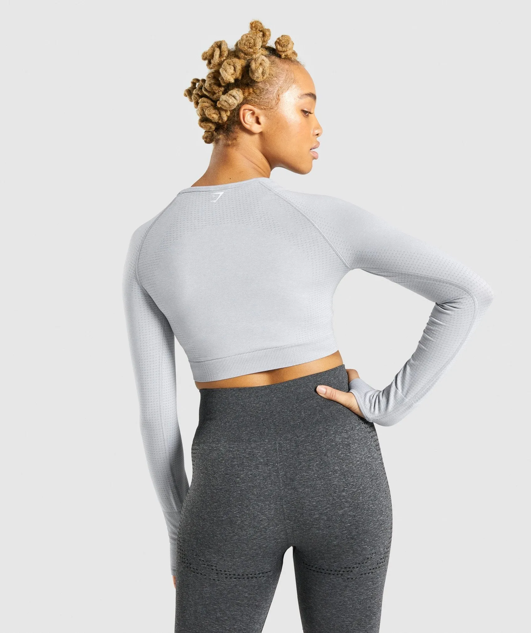 Gymshark Vital Seamless 2.0 Long Sleeve Crop Top - Light Grey Marl sold by Gymshark product image thumbnail 2