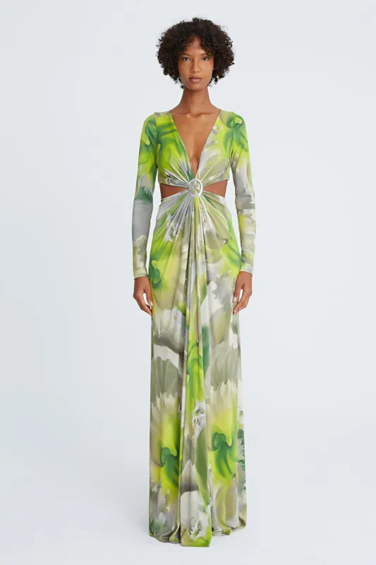 Jen Jersey V-Neck Draped Gown sold by H by Halston