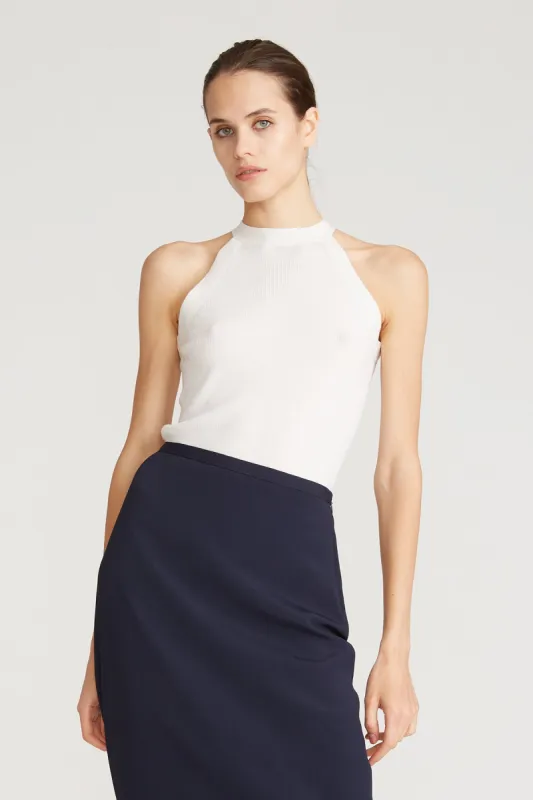Bailey Merino Wool Halter Knit Chalk sold by H by Halston