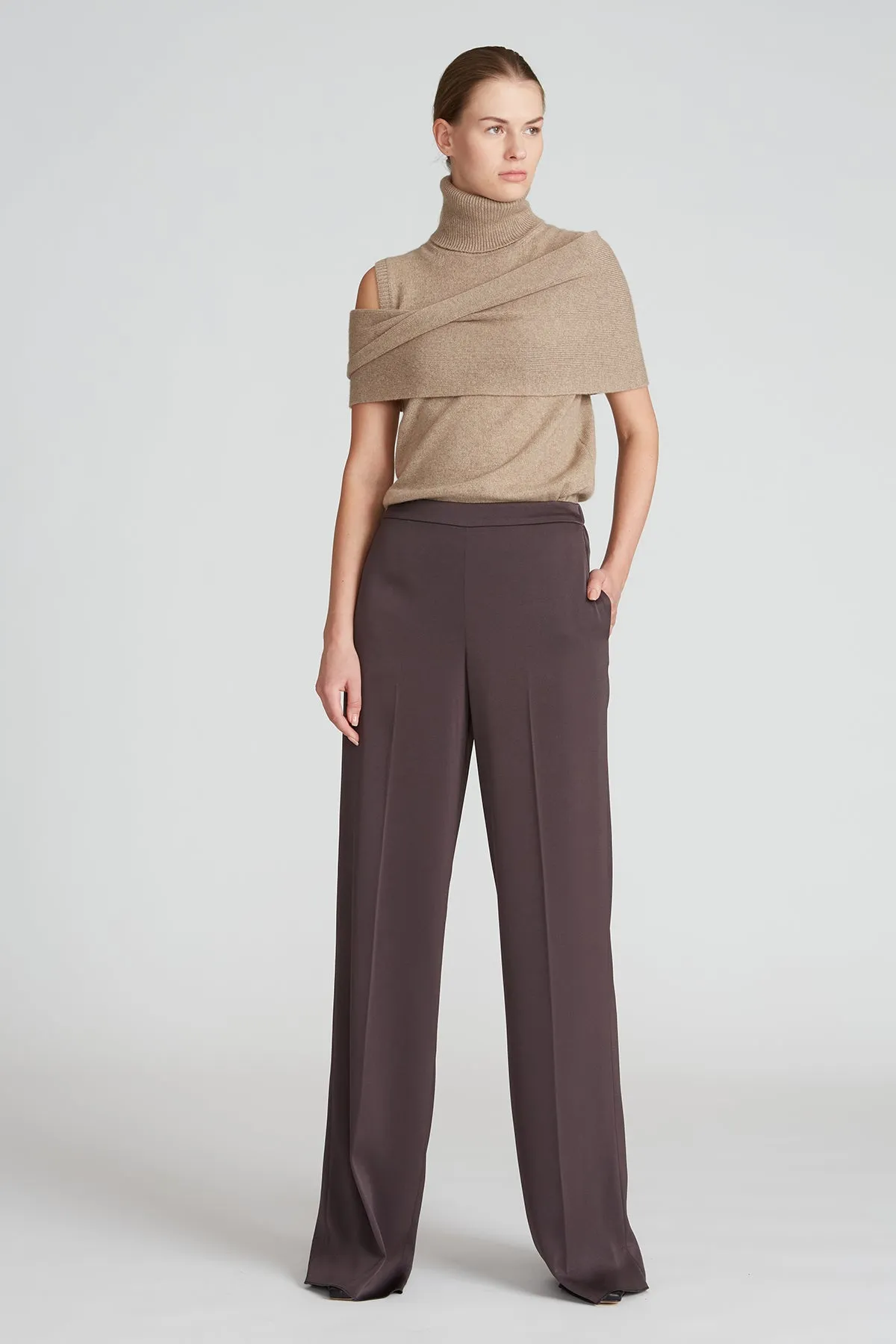 Aleah Crepe Back Satin Pant sold by H by Halston