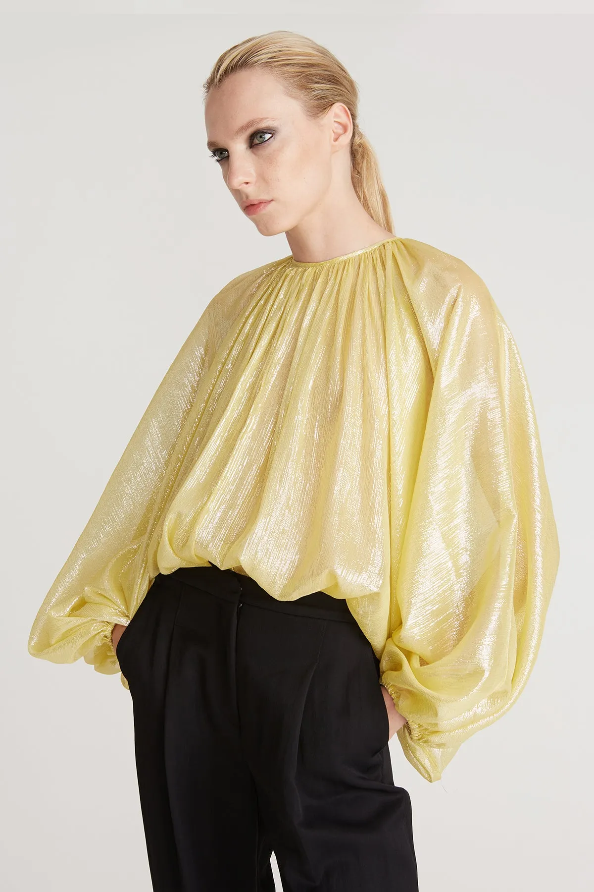 Violet Lurex Chiffon Bodysuit sold by H by Halston product image thumbnail 3