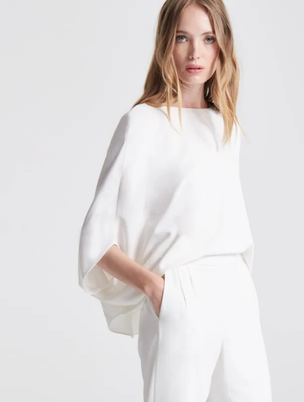 Draped Sleeve Tapered Leg Crepe Jumpsuit sold by H by Halston