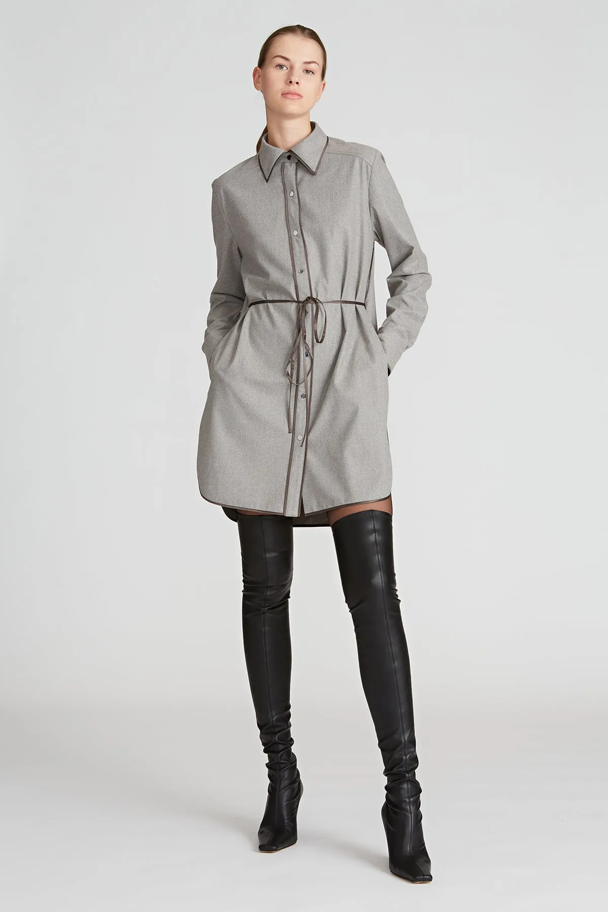 Mae Wool Shirtdress sold by H by Halston