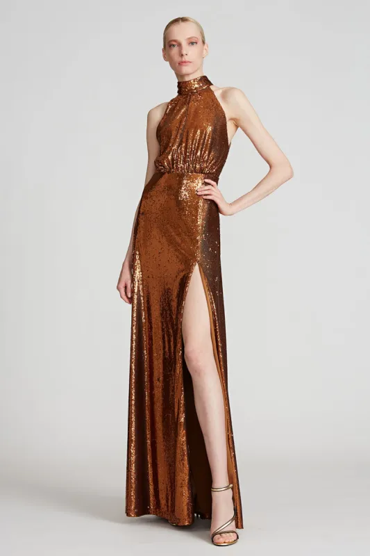 Brinley Sequin Halter Gown sold by H by Halston