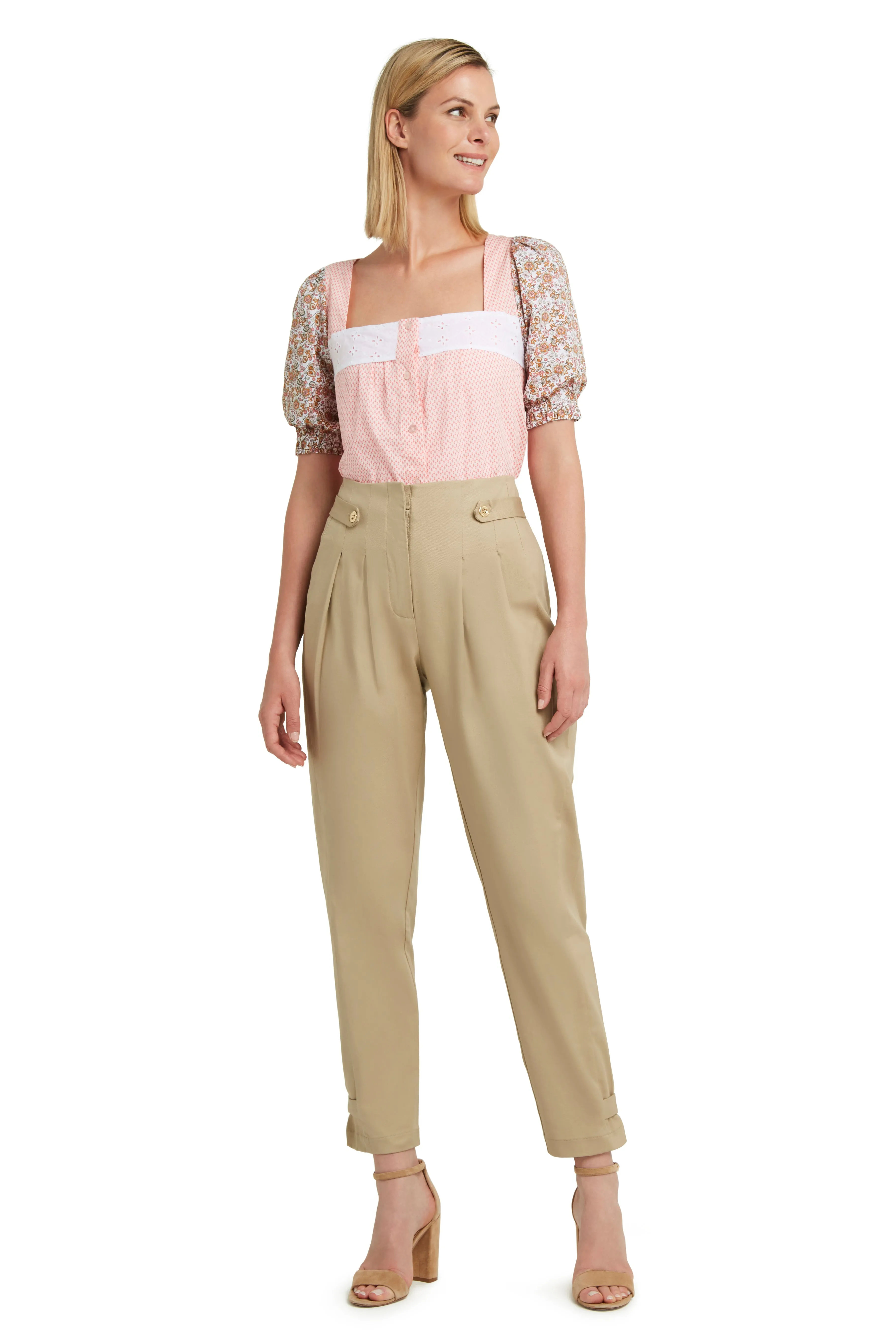 Button Front Blouse in Stretch Poplin sold by H by Halston