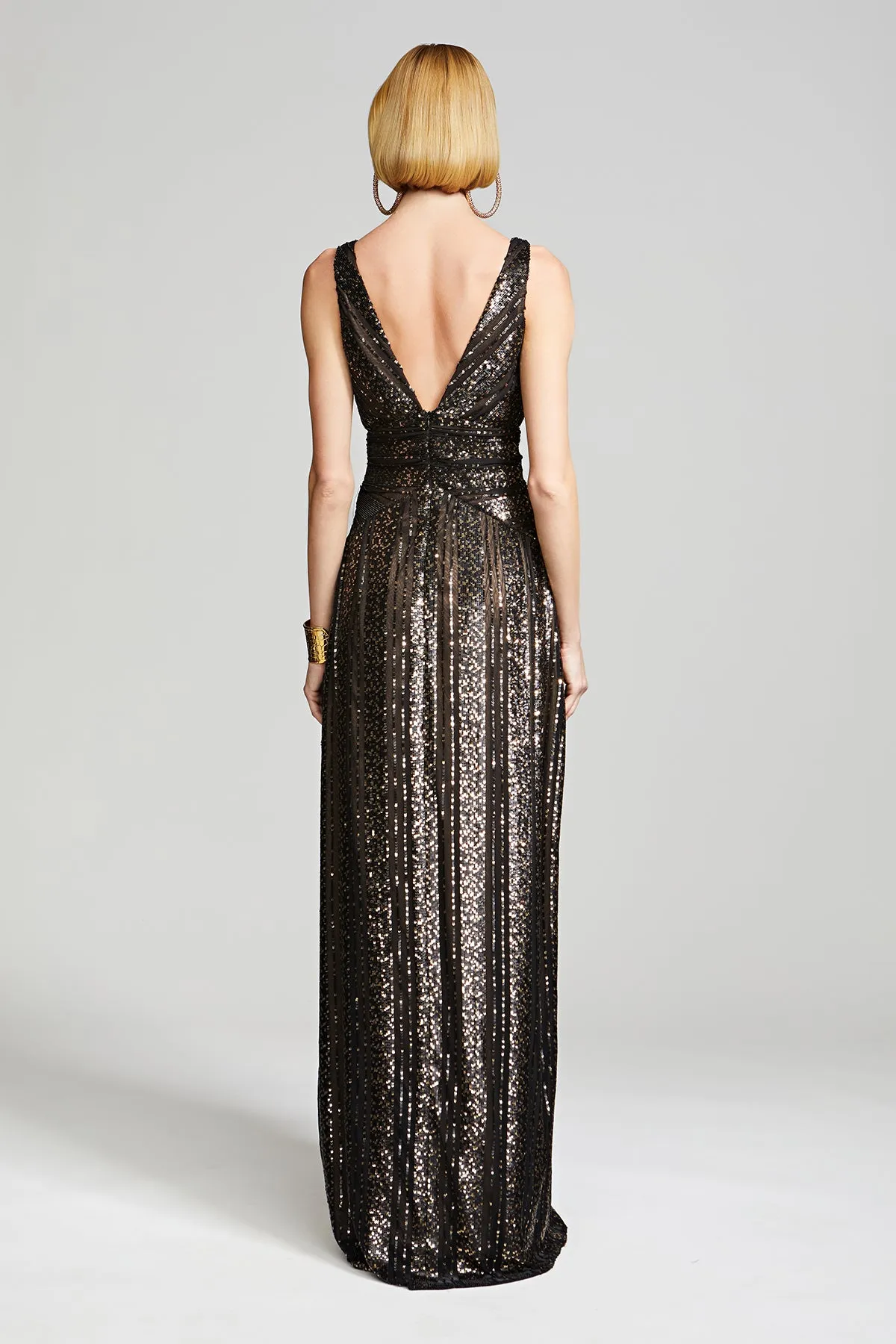 Esra Gown In Striped Sequin sold by H by Halston product image thumbnail 2