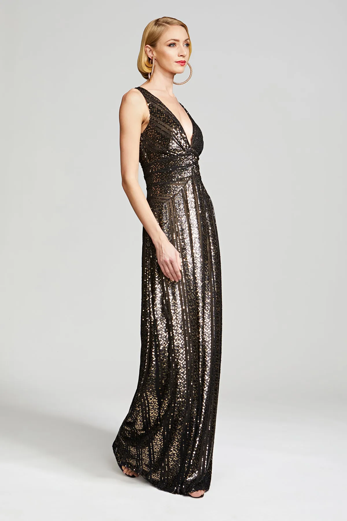 Esra Gown In Striped Sequin sold by H by Halston product image thumbnail 4