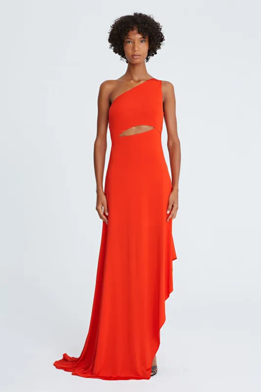 Clara Jersey Cascade Slit Gown sold by H by Halston