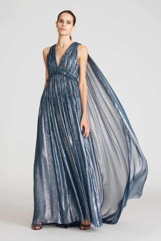 Bianca Lurex Chiffon Cape Gown sold by H by Halston