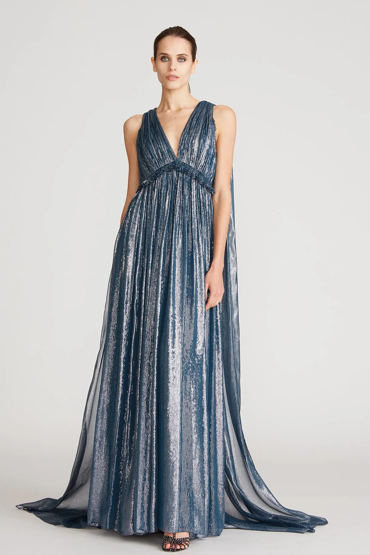 Bianca Lurex Chiffon Cape Gown sold by H by Halston product image thumbnail 3