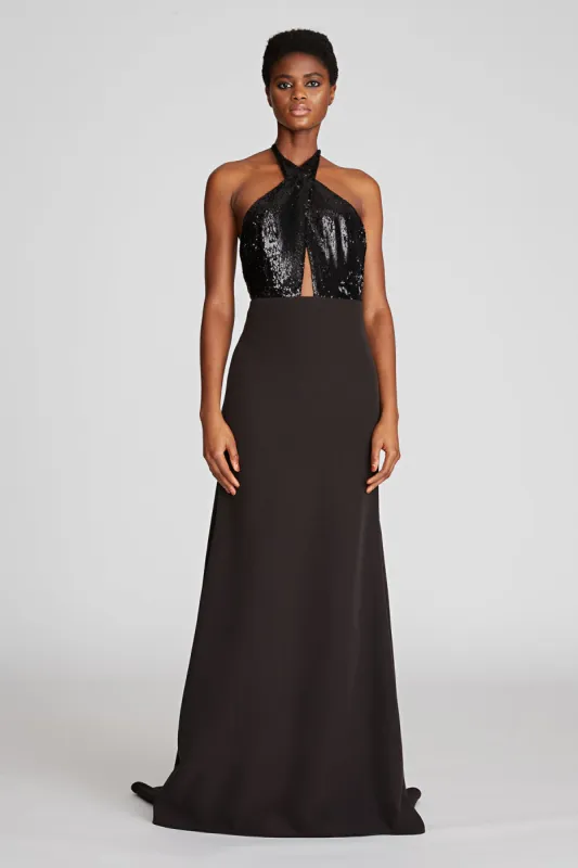 Lacey Gown In Crepe/Sequins made by H by Halston