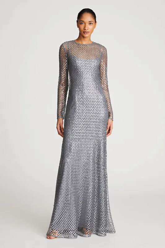 Kirsten Gown In Grid Sequin sold by H by Halston