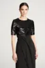 Keagan Gown In Sequin & Crepe sold by H by Halston