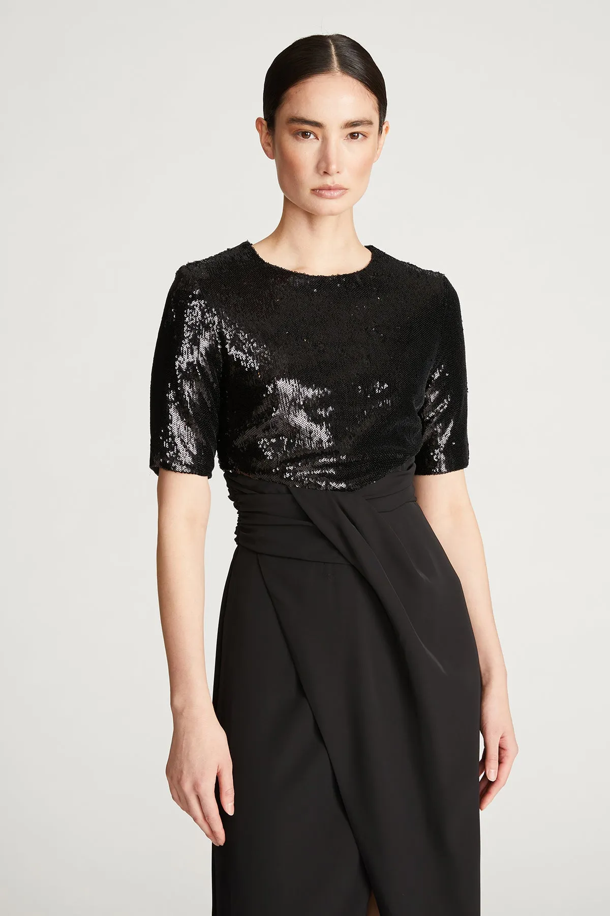 Keagan Gown In Sequin & Crepe sold by H by Halston product image thumbnail 2