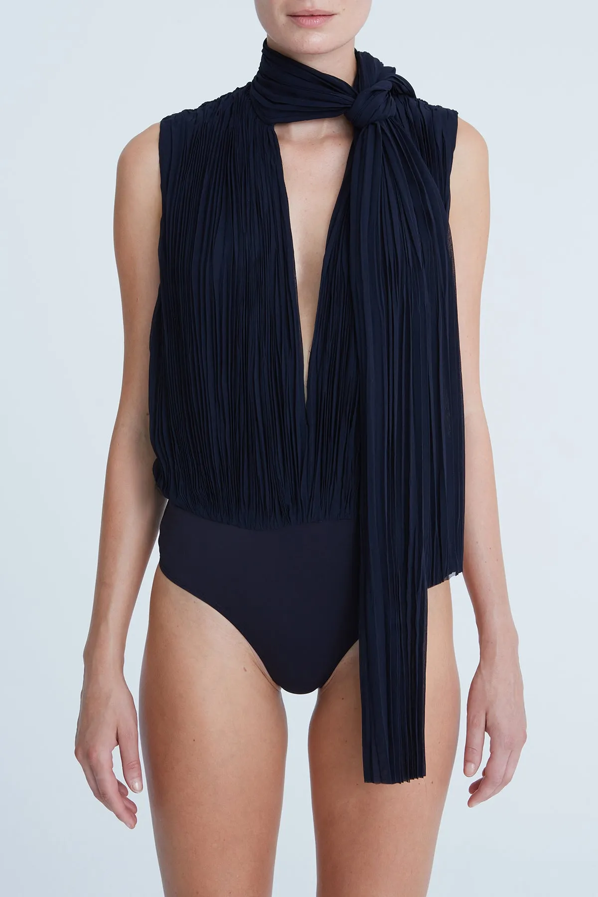 Carly Chiffon Pleated Bodysuit sold by H by Halston product image thumbnail 2