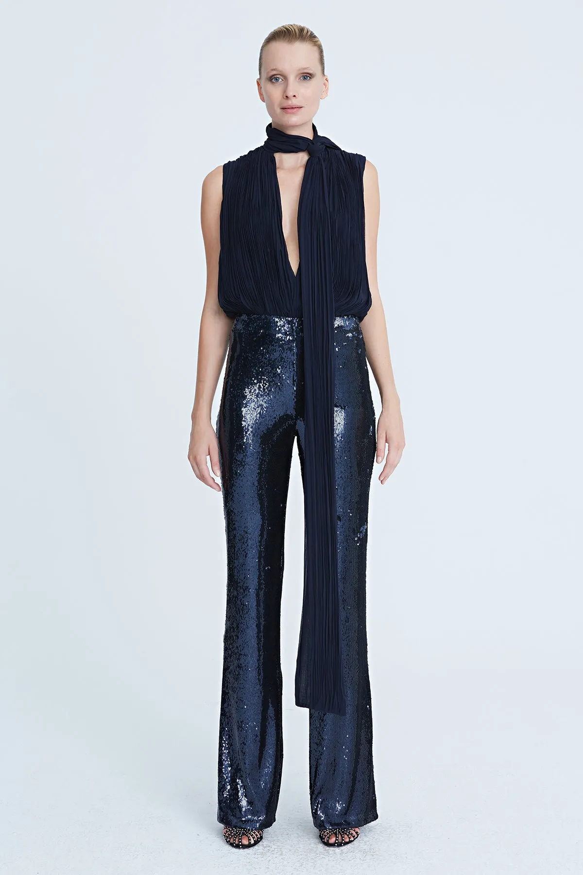 Carly Chiffon Pleated Bodysuit sold by H by Halston product image thumbnail 3