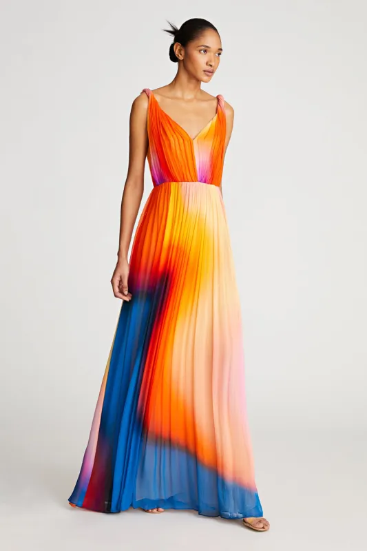 Stacia Gown In Crinkle Chiffon sold by H by Halston