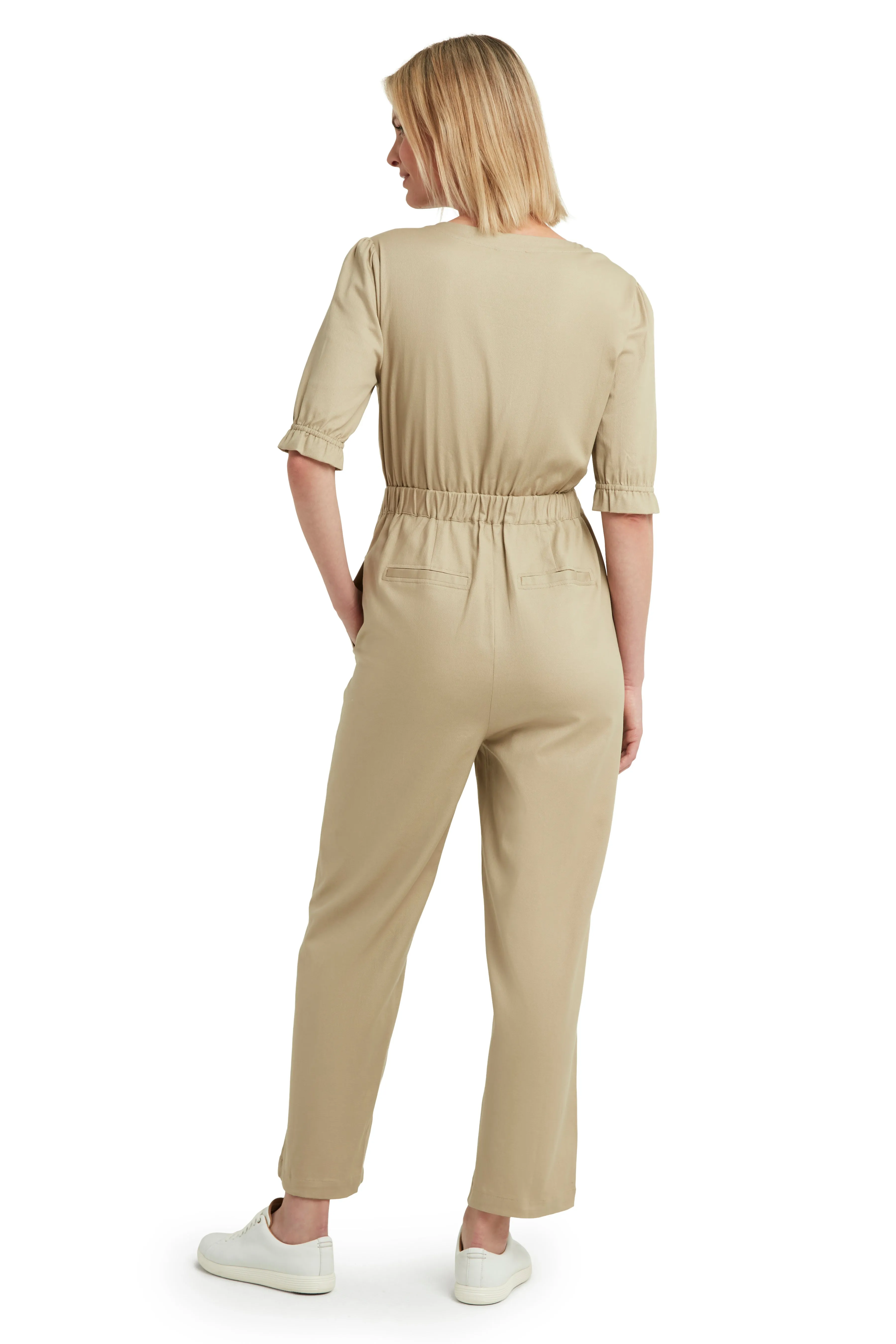 Belted Button Front Jumpsuit in Twill sold by H by Halston product image thumbnail 2