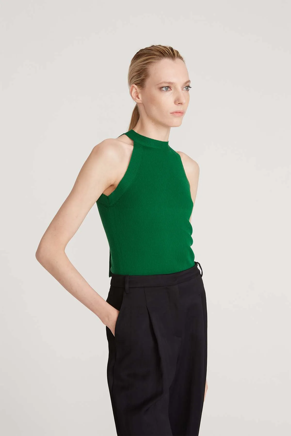 Bailey Merino Wool Halter Knit Jade sold by H by Halston product image thumbnail 4