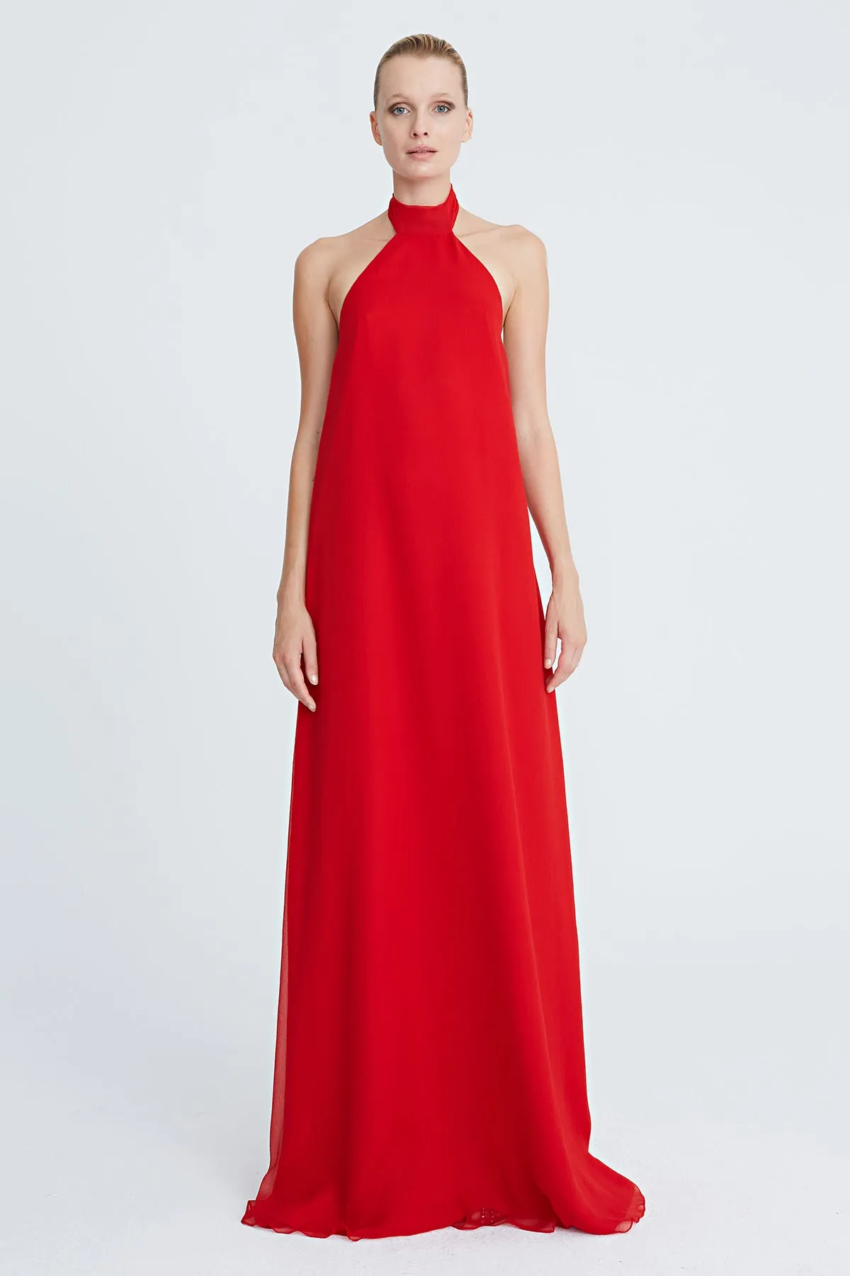Lizza Chiffon Halter Gown sold by H by Halston