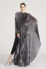 Liza Pleated Navy Lurex Caftan sold by H by Halston