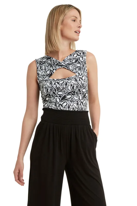 Twisted Neckline Cut Out Top in Jersey sold by H by Halston