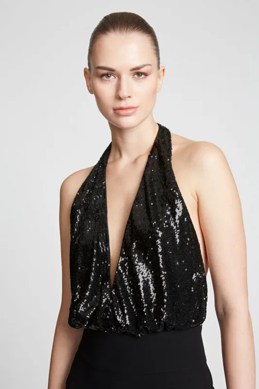 Cary Sequins Bodysuit sold by H by Halston