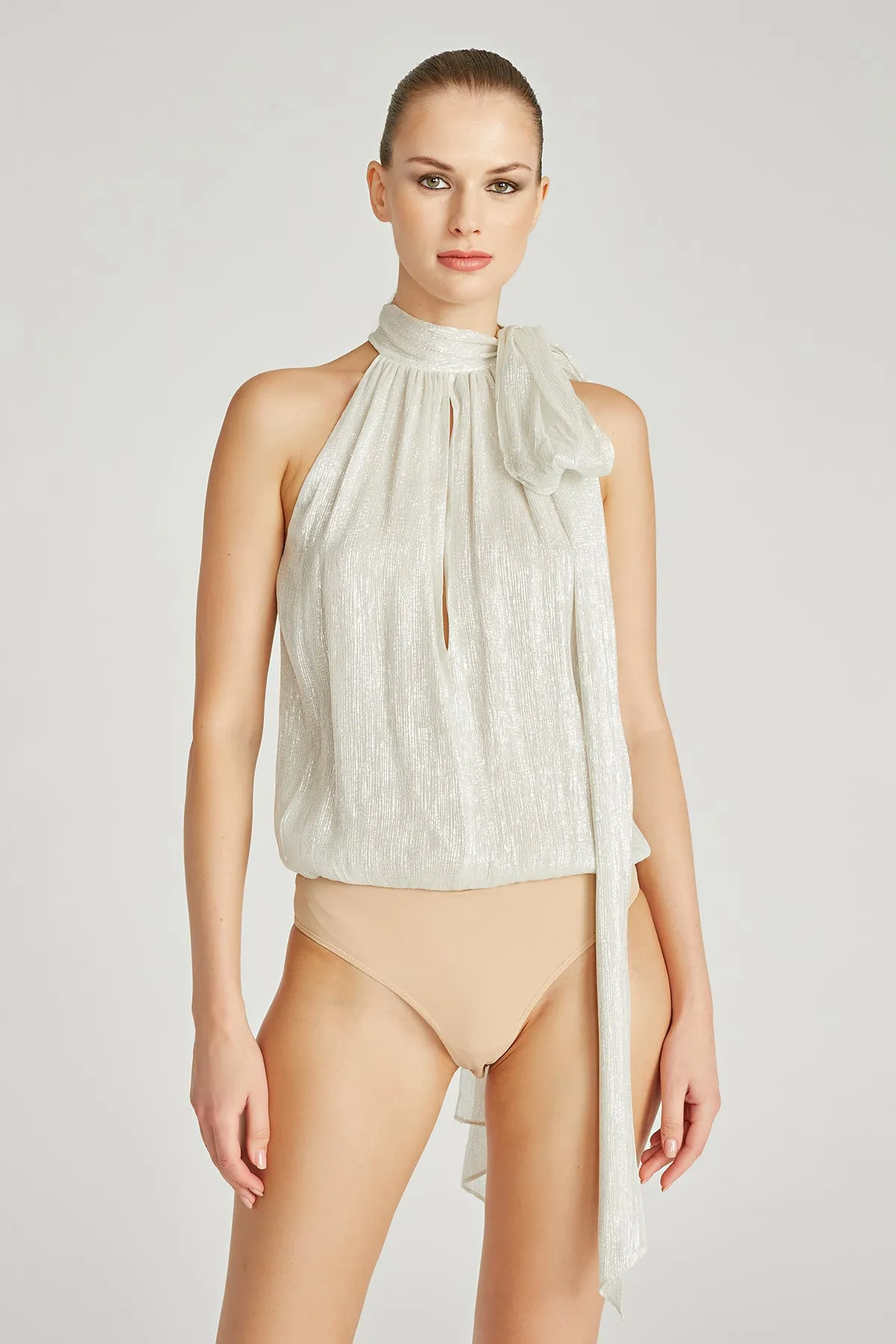 An Lurex Chiffon Bodysuit sold by H by Halston product image thumbnail 2