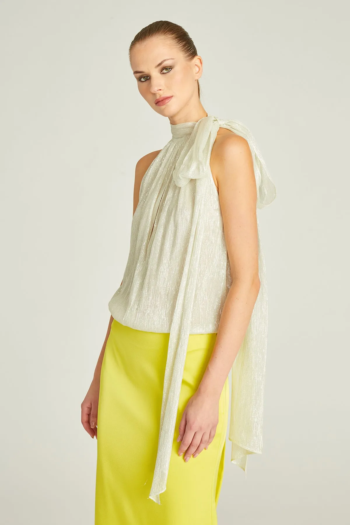An Lurex Chiffon Bodysuit sold by H by Halston product image thumbnail 4