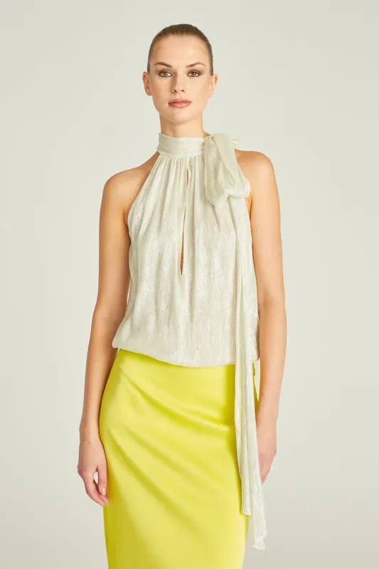 An Lurex Chiffon Bodysuit sold by H by Halston