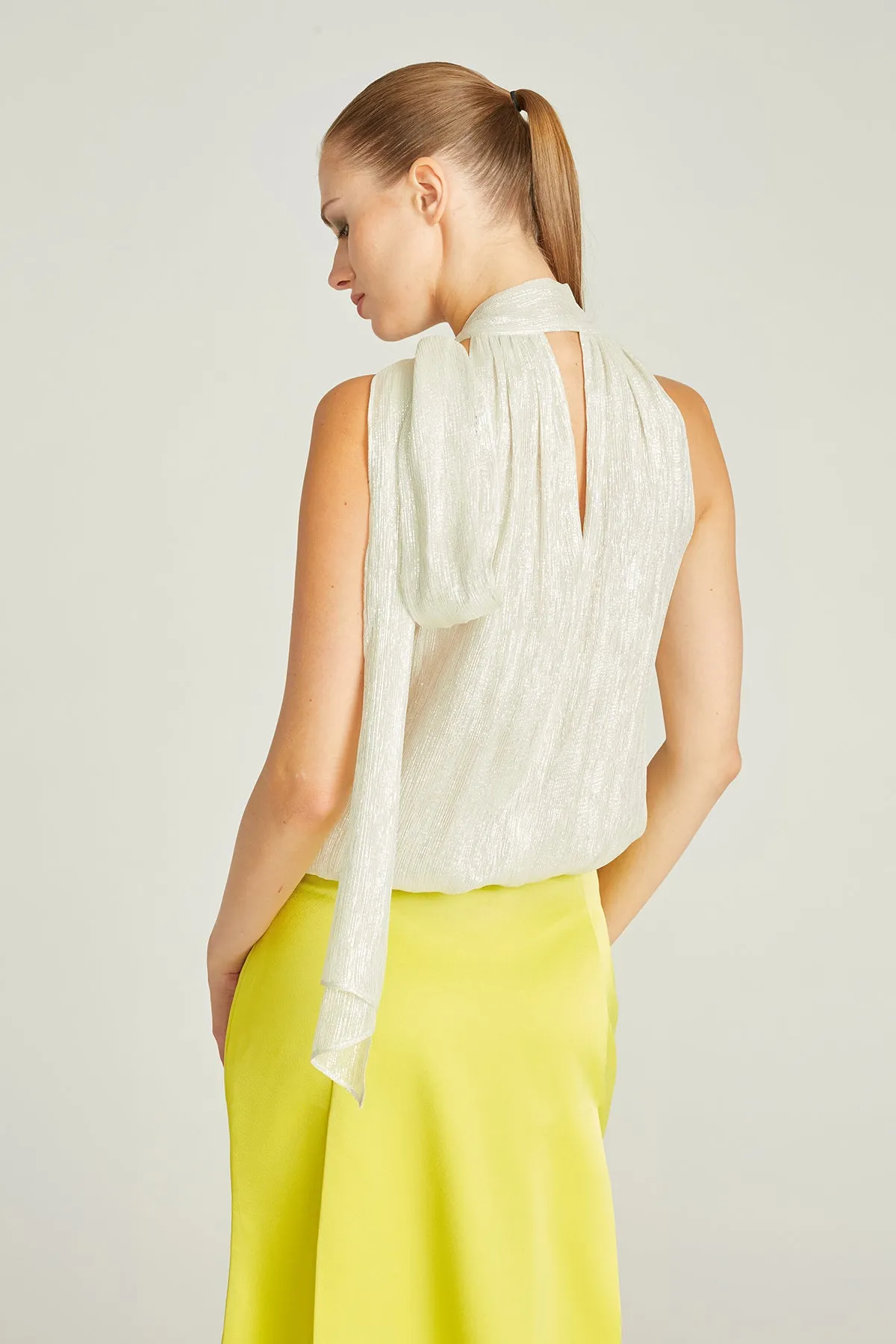 An Lurex Chiffon Bodysuit sold by H by Halston product image thumbnail 5