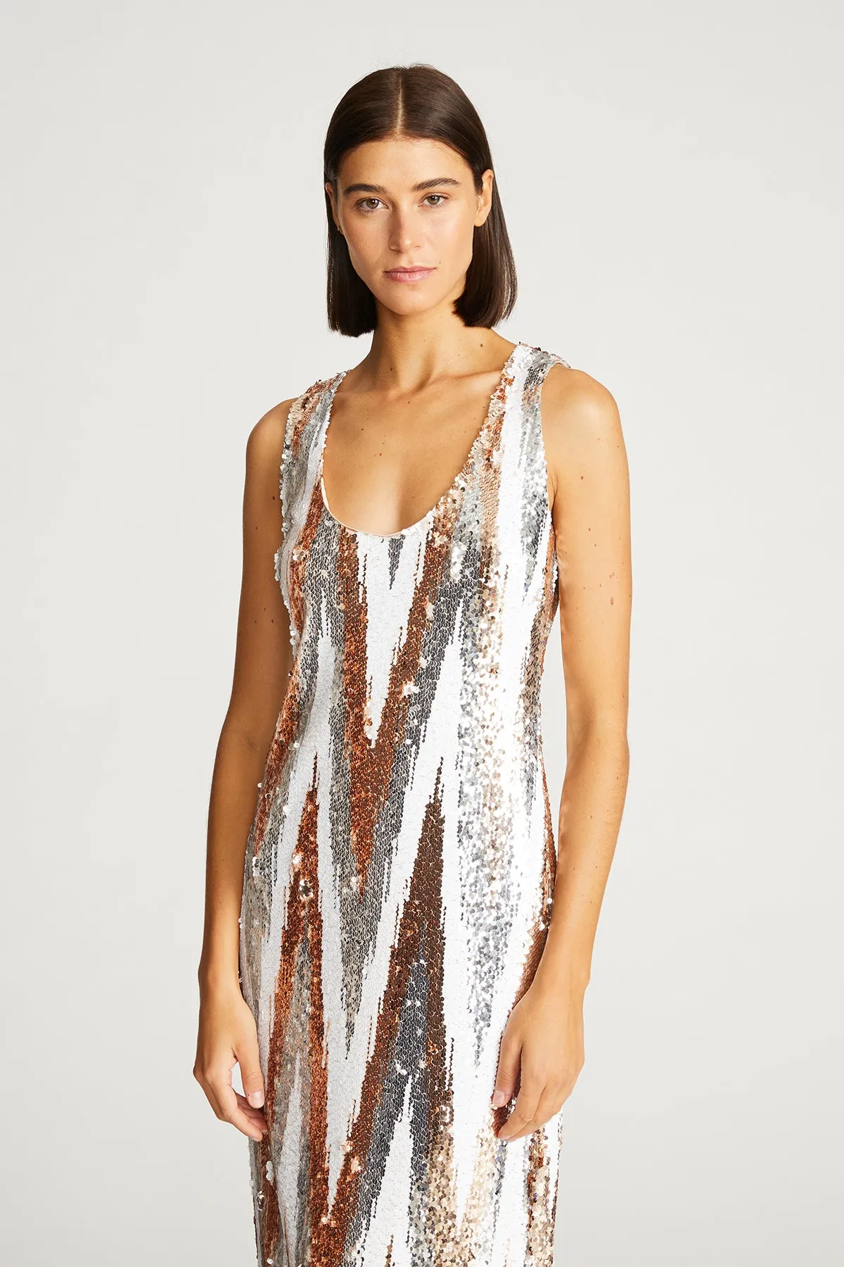 Eleanor Gown In Chevron Sequin sold by H by Halston product image thumbnail 4