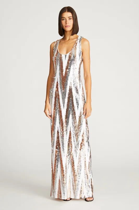 Eleanor Gown In Chevron Sequin made by H by Halston