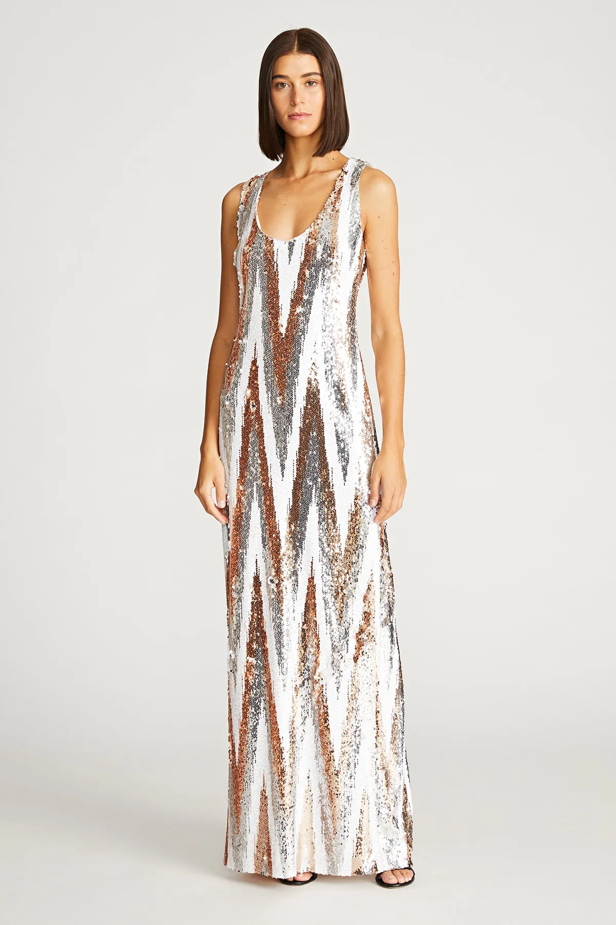 Eleanor Gown In Chevron Sequin sold by H by Halston