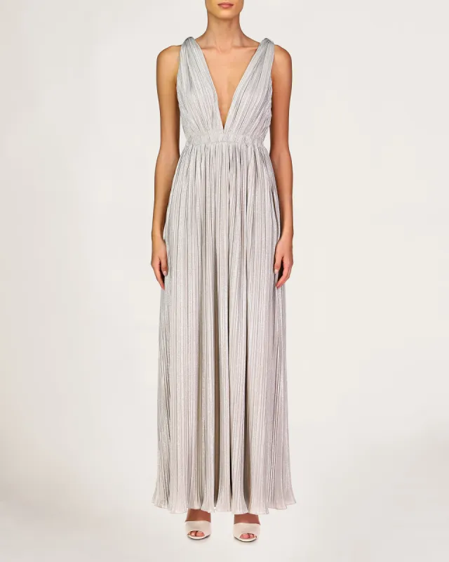 Lana Pleated V Neck Gown sold by H by Halston