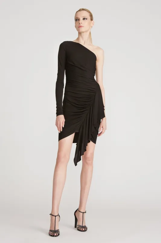Lori One Shoulder Jersey Dress Black sold by H by Halston